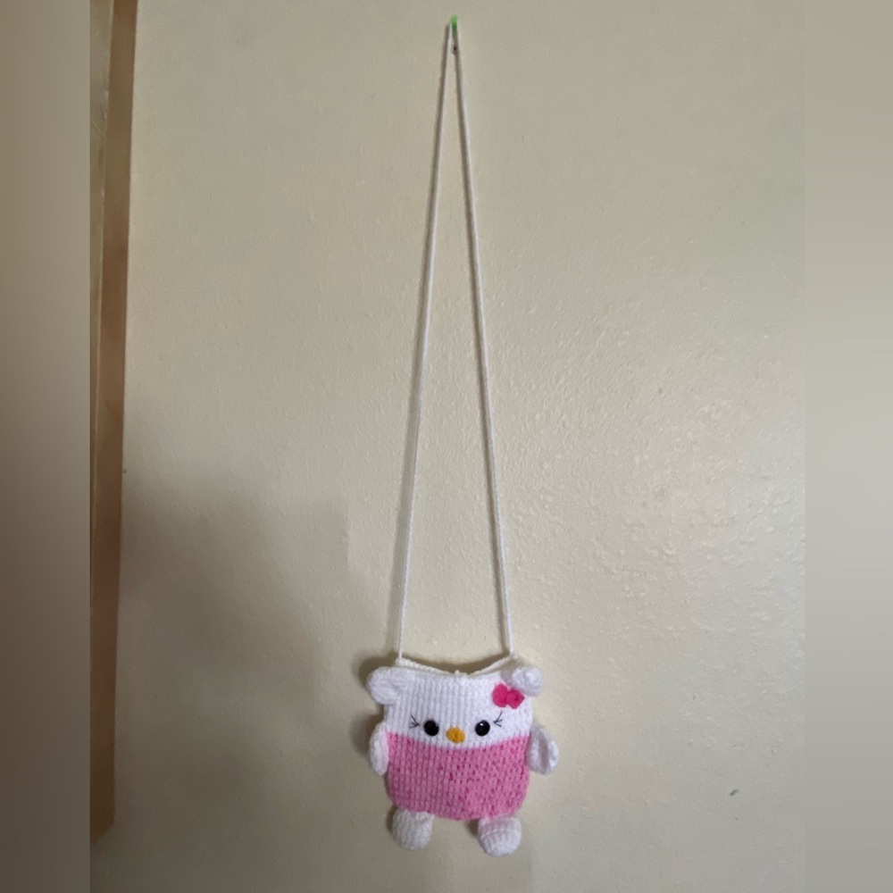 Cute Pink and White Knit Owl Bag for Kids